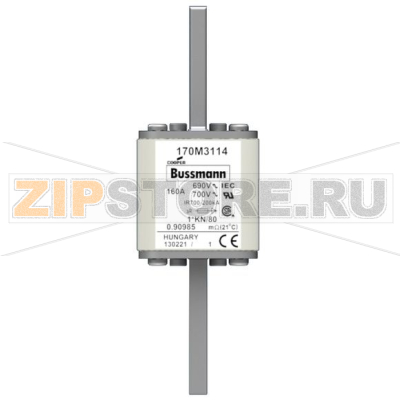 Предохранитель, 160 A, AC 690 В, 200 кА, size 1, 43x60x110 мм, aR, DIN, IEC Eaton FUSE 160A 690 