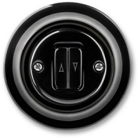 Выключатель жалюзи двухклавишный, чёрный фарфор ABB 2CHK598834C4301