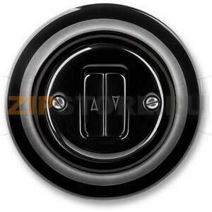 Выключатель жалюзи двухклавишный, чёрный фарфор ABB 2CHK598834C4301 