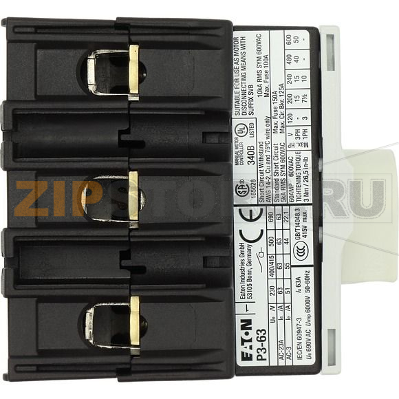Выключатели главные, P3, 63 A, 3-полюсн Eaton P3-63/M4/SVB 