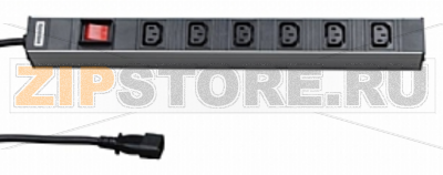 Hyperline SHT19-6IEC-S-2.5IEC Блок розеток для 19&#039;&#039; шкафов, горизонтальный, с выключателем с подсветкой, 6 х IEC 320 C13 (10A), кабель питания 2.5 м с вилкой IEC 320 C14, 482.6 мм x 44.4 мм x 44.4 мм (ДхШхВ) 