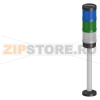 Комплексное устройство, сигнальная колонка, вверху: постоянный свет, цвет: синий, в середине: постоянный свет, цвет: зеленый, встроенный светодиод 24 В AC/DC, внизу: Элемент-вспышкa, прозрачн., встр. электроника мигающего света 24 В DC, присоединительный