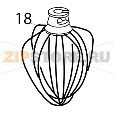 Wire whip KitchenAid 5K45SSEWH Wire whip KitchenAid 5K45SSEWHЗапчасть на деталировке под номером: 18