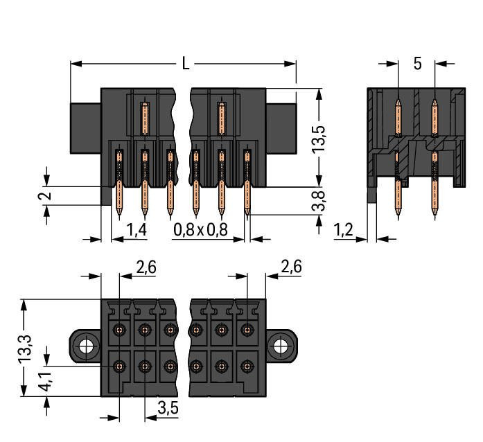 MCS MINI HD Вилка THT, 2-рядн.; 0.8 x 0.8 mm solder pin; прямые; 100% защита от неправильного подсоединения; Шаг контактов 3,5 мм; 2 x 8-полюсов; черные Wago 713-1468/107-000 Корпус вилок отливается из изоляционного материала, пригодного для пайки оплавлением припоя без использования свинцаРазделенные разъемы выводов предотвращают повреждения и обеспечивают вилкам защиту от касания в неподсоединенном состоянии100% защита от неправильного подсоединенияВозможны варианты кодировки...