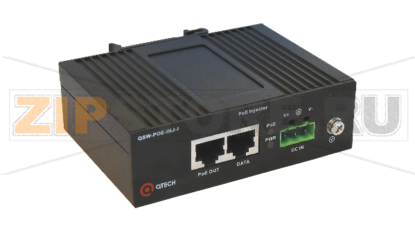 Индустриальный PoE-инжектор 10/100/1000 BASE-T 802.3af/at, 2x30=60 Вт, 48-56VDC внешний, -40~+75°C 