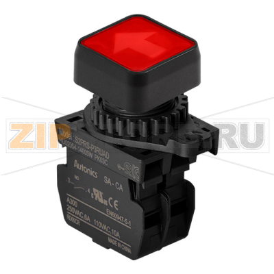 Выключатель кнопочный, Ø отверстия: 22/25 мм Autonics S2PRS-P3RUALM 