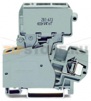 2-conductor fuse terminal block; with pivoting fuse holder; for glass cartridge fuse " x 1"; without blown fuse indication; for DIN-rail 35 x 15 and 35 x 7.5; 4 mm; CAGE CLAMP®; 4,00 mm; gray Wago 281-623