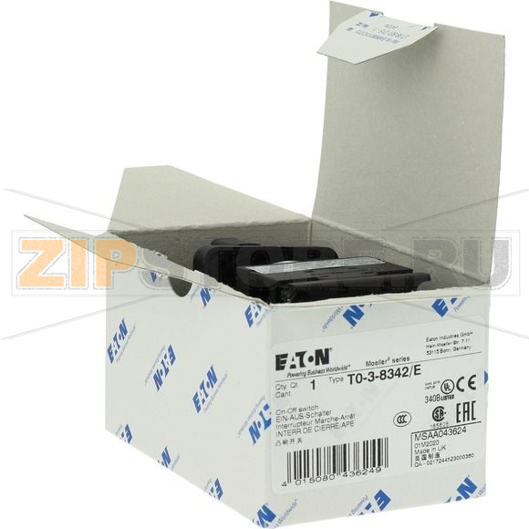 Переключатель вкл/выкл, T0, 20 A, 3 модуль, 6-полюсн Eaton T0-3-8342/E 