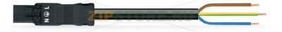 pre-assembled connecting cable; Eca; Plug/open-ended; 3-pole; Cod. A; H05Z1Z1-F 3G 1.5 mm; 3 m; 1,50 mm; black Wago 891-8993/216-301 Protected against mismating and maintenance-freeLow profile with 4.4 mm pole spacing...