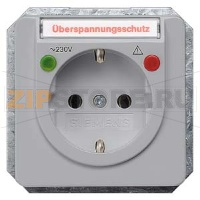 DELTA PROFIL СЕРЕБРЯНЫЙ РОЗЕТКА SCHUKO 10A DC/16A DC 250В  С ЗАЩИТОЙ ОТ ПЕРЕНАПРЯЖЕНИЙ, ФУНКЦИОНАЛЬНЫМИ ИНДИКАТОРАМИ С БЕЗРЕЗЬБОВЫМИ КОНТАКТНЫМИ ЗАЖИМАМИ И ПОЛЕМ ДЛЯ НАДПИСИ ЭЛ.-МЕХ.ЧАСТЬ Siemens 5UB1460