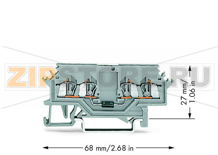 Component terminal block; 4-conductor; with diode 1N4007; anode, left side; for DIN-rail 35 x 15 and 35 x 7.5; 1.5 mm; CAGE CLAMP®; 1,50 mm; gray Wago 279-623/281-410 
