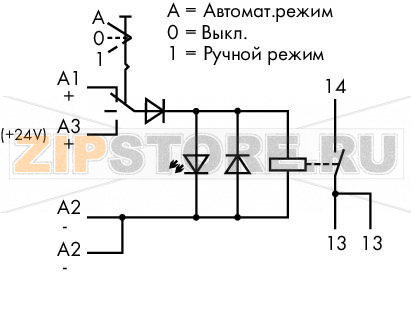 Релейный модуль; Номинальное входное напряжение: 24 В пост.тока; 1 замыкающий контакт; Предельный длительный ток: 16 А; для ламповых нагрузок; Ручное/Выкл/автоматическое выключение; Красный индикатор состояния; Ширина модуля: 18 мм; 2,50 mm; серые Wago 7 