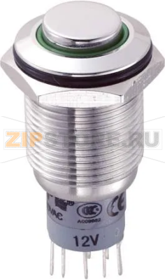 Кнопка антивандальная 250 В/AC, 3 А, 2 x вкл/вкл, с фиксацией, IP67, 1 шт TRU Components LAS2GQH-22ZE/G/12V/S/P 