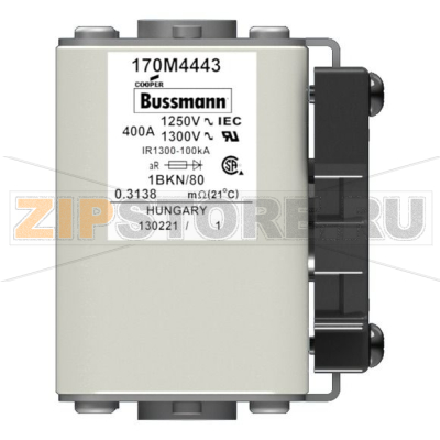 Предохранитель, 400 A, AC 1250 В, 100 кА, size 1, 53x69x80 мм, aR, IEC UL Eaton FUSE 400A 1250 