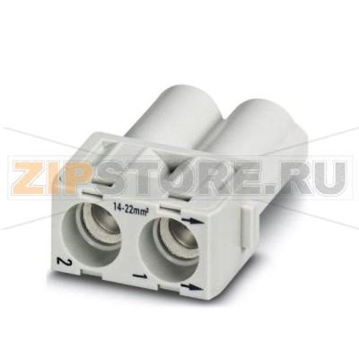 Модуль HEAVYCON для штыревых контактных вставок Phoenix Contact HC-M-02-HS-70/16-MOD-ST 2-полюсный, до 70 А, аксиальные винтовые зажимы ,16 мм².Минимальный заказ: 1 шт.Упаковка: 2 шт.