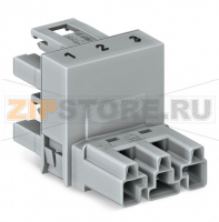 h-distribution connector; 3-pole; Cod. B; 1 input; 2 outputs; outputs on one side; 2 locking levers; pink Wago 770-1663