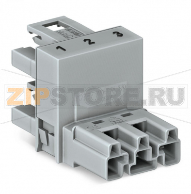 h-distribution connector; 3-pole; Cod. B; 1 input; 2 outputs; outputs on one side; 2 locking levers; pink Wago 770-1663 Protected against mismating and maintenance-freeAdditional variable coding is possible.Components can be clearly printed on and color-coded to meet custom requirements....