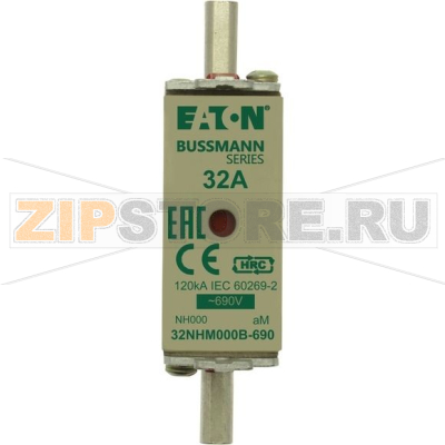 Предохранитель, 32 A, AC 690 В, 120 кА, NH000, aM, IEC Eaton NH FUSE 32A 690V aM SIZE 000 