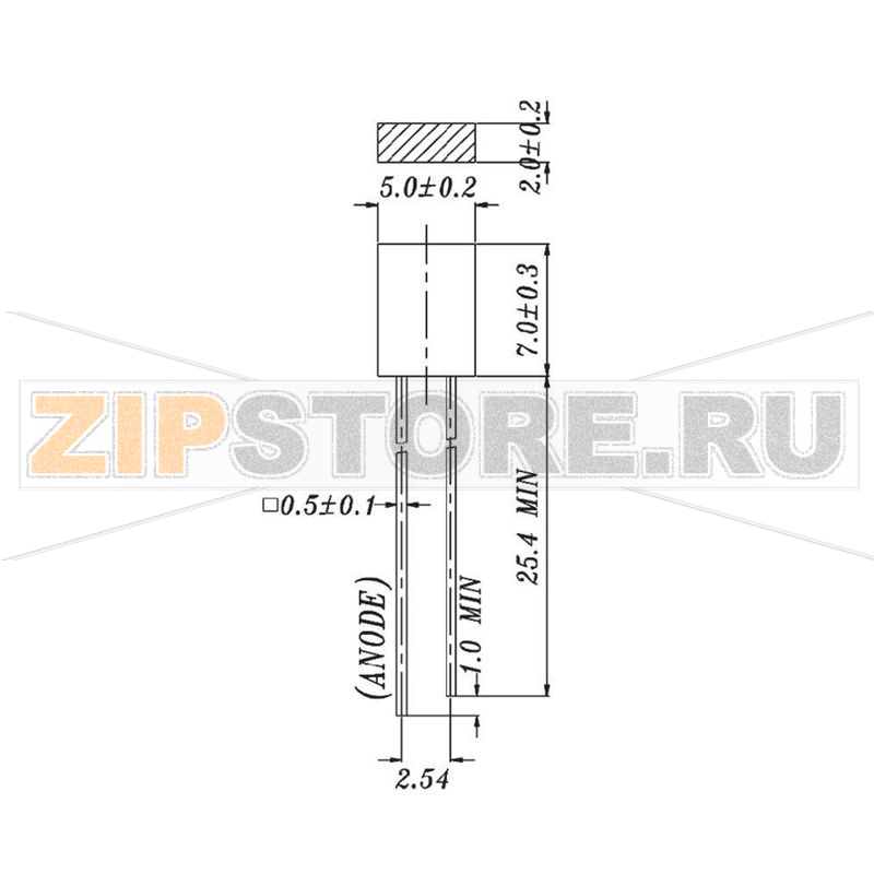 Светодиод, зеленый, 2x5 мм, 8 мкд, 170°, 20 мА, 2 В Everlight Opto 523SYGD/S530-E2 