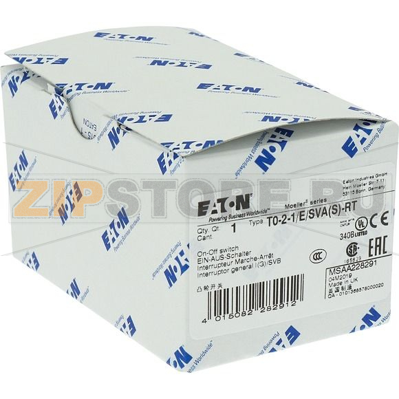 Выключатели аварийные, T0, 20 A, монтаж, 3-полюсн Eaton T0-2-1/E/SVA(S)-RT 