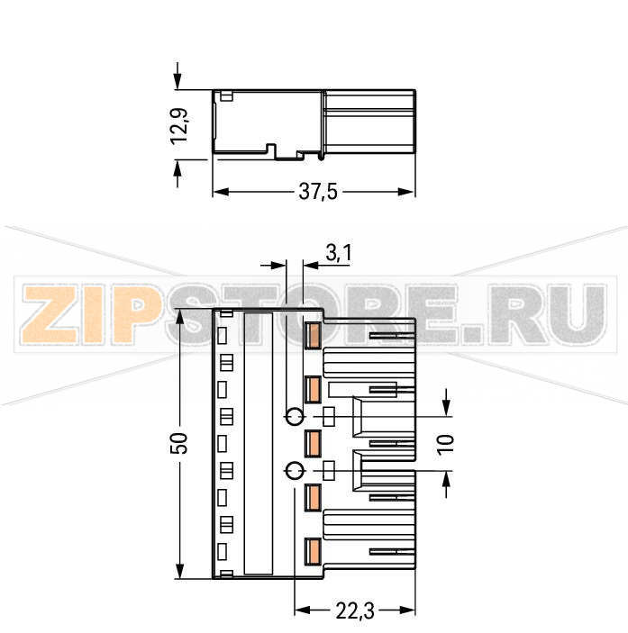 Штекер; 5-пол.; Код. A; 4,00 mm; белые Wago 770-235 Protected against mismating and maintenance-freePush-in CAGE CLAMP® spring pressure connection technology allows solid conductors to be simply pushed into a unit.Two wire connections per pole for loops or bridgesAdditional variable coding is possible....