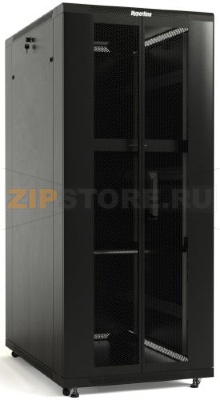 Hyperline TTB-4288-DD-RAL9004 Шкаф напольный 19-дюймовый, 42U, 2055x800х800 мм (ВхШхГ), передняя и задняя распашные перфорированные двери (75%), ручка с замком, крыша нового типа, цвет черный (RAL 9004) (разобранный) 