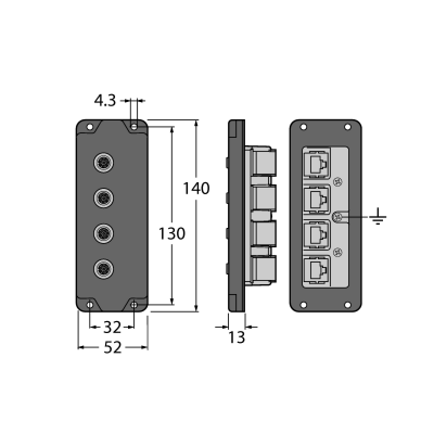 Адаптер проходной для настенного/панельного монтажа Turck BIC-44-E424 
