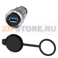 Разъем USB, 22 мм, глянцевый металл, цвет: серебристый Siemens 3SU1950-0GA80-0AA0