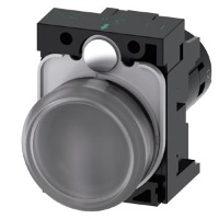 Световой индикатор с трехцветным светодиодом, компактный, 22 мм, круглый, пластмасса, прозрачный, с красно-желто-зеленым светодиодом, линза гладкая, с креплением, рабочее напряжение 230 В AC, винтовая клемма Siemens 3SU1201-6AF24-1AA0