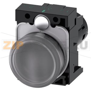 Световой индикатор с трехцветным светодиодом, компактный, 22 мм, круглый, пластмасса, прозрачный, с красно-желто-зеленым светодиодом, линза гладкая, с креплением, рабочее напряжение 230 В AC, винтовая клемма Siemens 3SU1201-6AF24-1AA0 