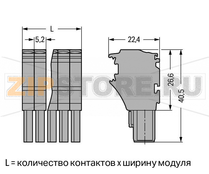 1-проводниковая розетка; 2,5 мм; 10-пол.; 2,50 mm; серые Wago 2022-110 