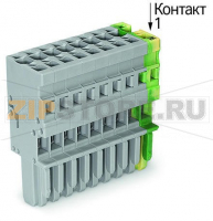 1-проводниковая розетка; 4 mm; 10-пол.; 4,00 mm; серые, желто-зеленые Wago 769-110/000-036