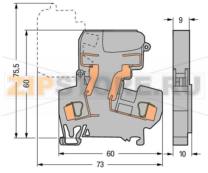 2-conductor fuse terminal block; with pivoting fuse holder; for miniature metric fuse 1/4 x 1 mm; without blown fuse indication; for DIN-rail 35 x 15 and 35 x 7.5; 4 mm; CAGE CLAMP®; 4,00 mm; gray Wago 281-613 Примечание:Terminating Aluminum ConductorsWAGO spring clamp terminal blocks are suitable for solid aluminum conductors up to 4 mm?/12 AWG if WAGO “Alu-Plus” Contact Paste is used for termination.“Alu-Plus” Contact Paste Advantages:Automatically destroys the oxide film during clamping.Prevents fresh oxidation at the clamping point.Prevents electrolytic corrosion between aluminum and copper conductors (in the same terminal block).Provides long-term protection against corrosion....
