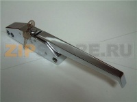 Door latch with lock, lever and block