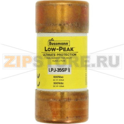 Предохранитель, 35 A, AC 600 В, 300 кА, 27x60 мм, J, UL, с задержкой Eaton LOW-PEAK CLASS J T/D L 
