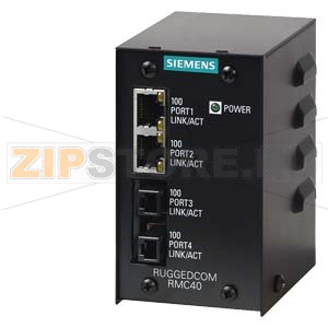 Медиаконвертер (коммутатор) RMC40 для особых условий эксплуатации, Неуправляемый Ethernet коммутатор для преобразования типа интерфейса и скорости, 4 медных или оптических 10/100Мбит/с порта. Siemens 6GK6004-0AC0.-.... 