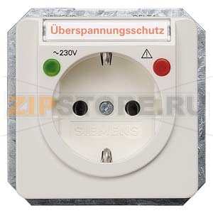 DELTA PROFIL ТИТАНОВО-БЕЛЫЙ РОЗЕТКА SCHUKO 10A DC/16A AC 250В  С ЗАЩИТОЙ ОТ ПЕРЕНАПРЯЖЕНИЙ, ФУНКЦИОНАЛЬНЫМИ ИНДИКАТОРАМИ С БЕЗРЕЗЬБОВЫМИ КОНТАКТНЫМИ ЗАЖИМАМИ И ПОЛЕМ ДЛЯ НАДПИСИ ЭЛ.-МЕХ.ЧАСТЬ Siemens 5UB1486 