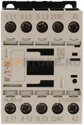 Контактор 15,5 А, 24В (АС), 1НЗ доп. контакт, категория AC-3, AC-4 Eaton DILM15-01(24V50/60HZ) 