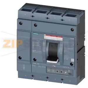 circuit breaker 3VA6 UL frame 800 breaking capacity class  C 100kA @ 480 V 4-pole, line protection ETU350, LSI, In=600A overload protection Ir=240A ...600A short circuit protection Isd=1,5... 12 x Ir, Ii=12 x In Siemens 3VA6560-7HN42-2AA0 