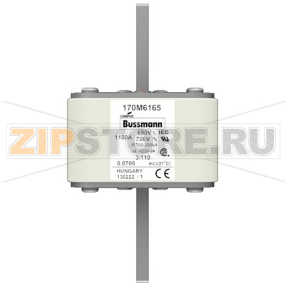 Предохранитель, 1100 A, AC 690 В, 200 кА, 3, 76x90x139 мм, aR, DIN, IEC Eaton FUSE 1100A 690V 3 