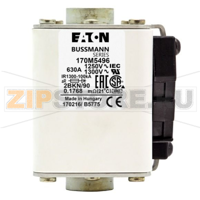 Предохранитель, 900 A, AC 690 В, 200 кА, 2xsize 2, 59x149x69 мм, aR, IEC Eaton FUSE 900A 690V 