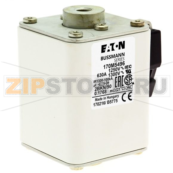 Предохранитель, 900 A, AC 690 В, 200 кА, 2xsize 2, 59x149x69 мм, aR, IEC Eaton FUSE 900A 690V 