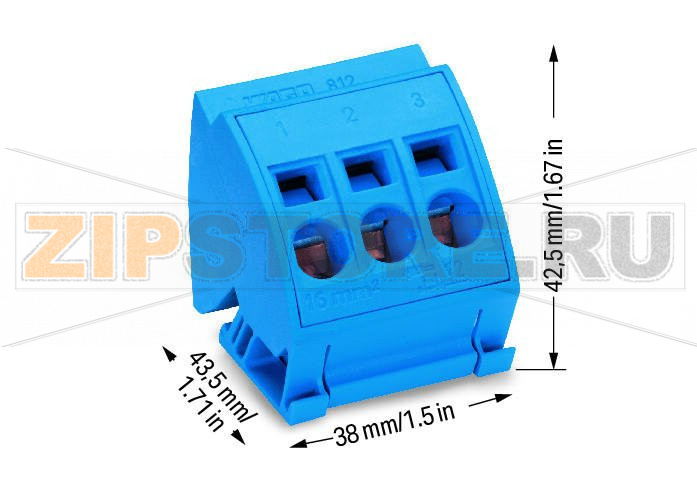 Клемма шины; для шин (10 x 3) мм; 3-пол.; без кнопок; 4 mm?; CAGE CLAMP®; 16,00 mm?; синие Wago 812-114 