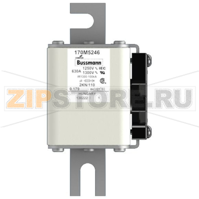 Предохранитель, 630 A, AC 1250 В, 100 кА, size 2, 61x77x138 мм, aR, DIN, IEC Eaton FUSE 630A 12 