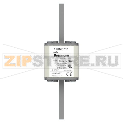 Предохранитель, 80 A, AC 690 В, 200 кА, size 1, 45x45x148 мм, aR, IEC UL Eaton FUSE 80A 690V 1 