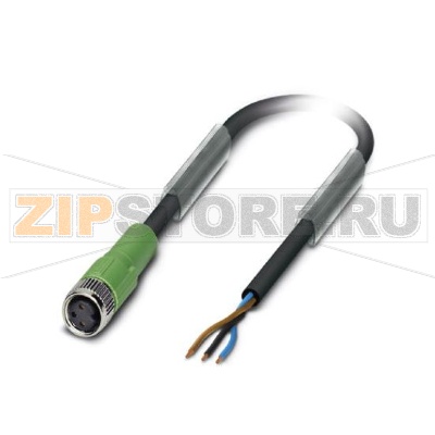 Кабель для датчика / исполнительного элемента Phoenix Contact SAC-3P- 5,0-PUR/M 8FS BK 3-полюсн., PUR/ПВХ, черный RAL 9005, свободный конец, к Гнездо прямое M8, Длина кабеля: 5 м.Минимальный заказ: 50 шт.Упаковка: 5 шт.