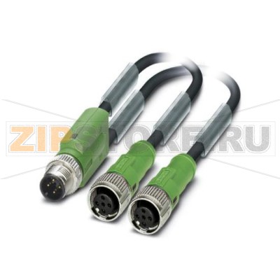 Кабель для датчика / исполнительного элемента Phoenix Contact SAC-4P-Y/2X0,3-PUR/FS VP SCO 4-полюсн., PUR без галогенов, темно-серый RAL 7021, Штекеры прямое M12, А-кодирование, к Гнездо прямое M12-SPEEDCON, А-кодирование, Длина кабеля: 0,3 м.Минимальный заказ: 50 шт.Упаковка: 5 шт.