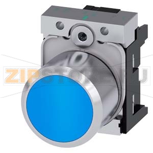 АКТУАТОР КНОПКИ С ВЫСОКИМ ФРОНТАЛЬНЫМ КОЛЬЦОМ (12MM), 22MM, КРУГЛ., МЕТАЛЛ, BLUE, FLAT BUTTON, БЕЗ ФИКСАЦИИ, С ДЕРЖАТЕЛЕМ Siemens 3SU1250-0EB50-0AA0 