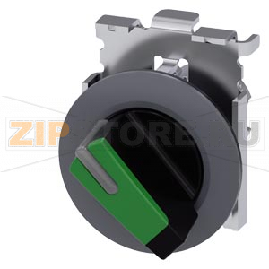АКТУАТОР ПОВОРОТНОГО ПЕРЕКЛЮЧАТЕЛЯ С ВОЗМОЖНОСТЬЮ ПОДСВЕТКИ, 30MM, КРУГЛ., МЕТАЛЛ МАТОВЫЙ, РУКОЯТКА КОРОТКАЯ ЧЁРНАЯ С ЗЕЛЁНОЙ ВСТАВКОЙ, ПЛОСКОЕ ФРОНТАЛЬНОЕ КОЛЬЦО, 2 КОММУТАЦИОННЫХ ПОЛОЖЕНИЯ: O-I, С ФИКСАЦИЕЙ, УГОЛ ПОВОРОТА РУКОЯТКИ 90 ГРАД. : 10:30Ч./13: 