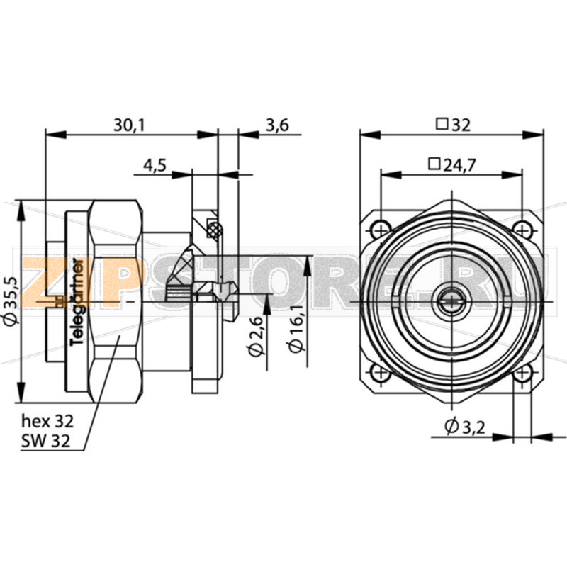 Разъем DIN 7-16, 50 Ом, 1 шт Telegärtner J01120E0043 
